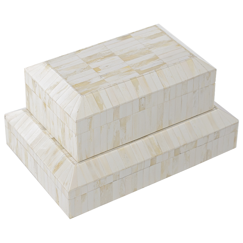 Комплект шкатулок Amadou Bone Inlay Белый ivory ( слоновая кость ) Комплект шкатулок Amadou Bone Inlay Белый ivory ( слоновая кость ) в Тюмени | Loft Concept
