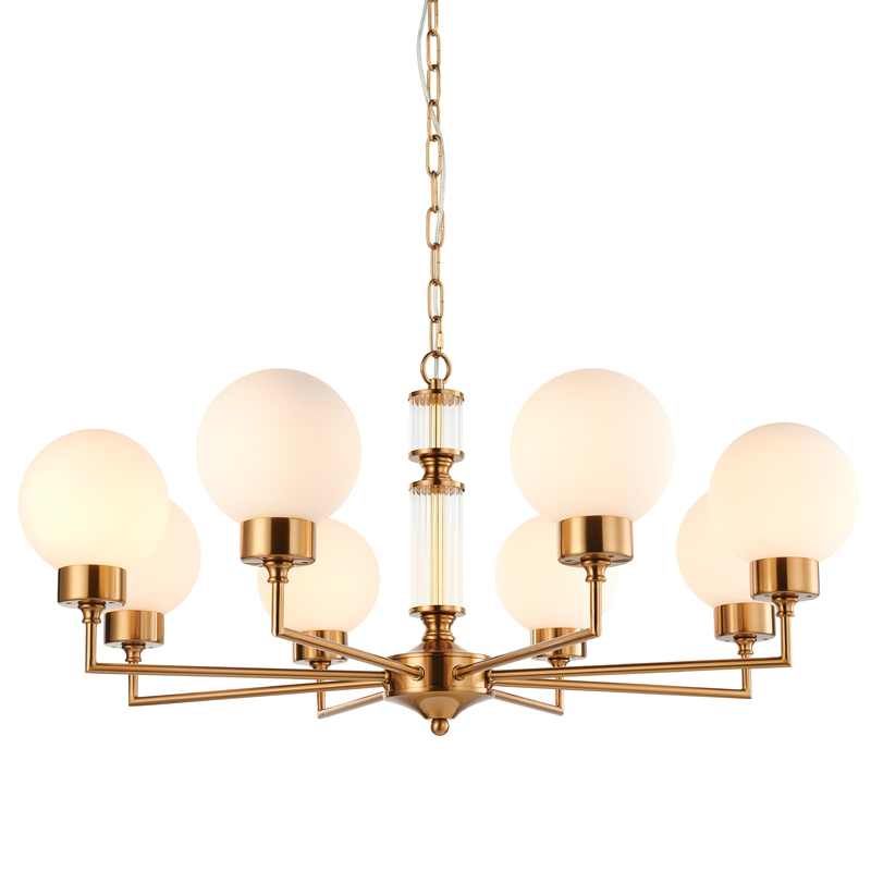 Люстра Zibille Chandelier Brass 78 Латунь Белое матовое стекло Прозрачный Люстра Zibille Chandelier Brass 78 Латунь Белое матовое стекло Прозрачный в Тюмени | Loft Concept