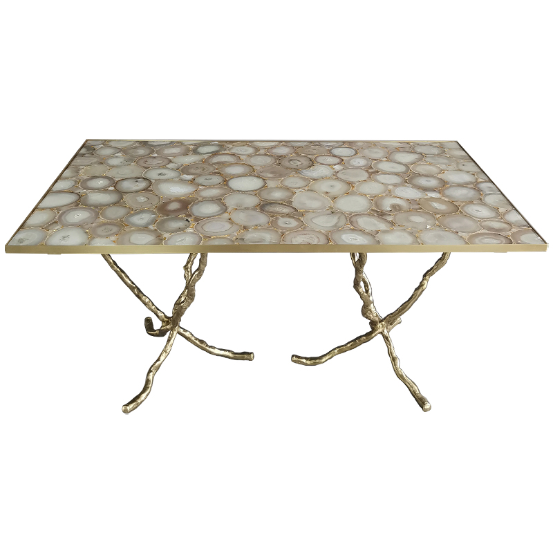Обеденный стол Agate Design Beige Gold Dining Table Золотой Бежевый Бежево-серый Обеденный стол Agate Design Beige Gold Dining Table Золотой Бежевый Бежево-серый в Тюмени | Loft Concept