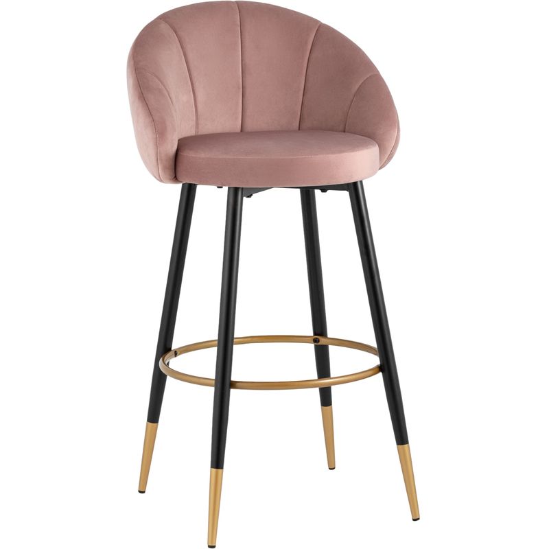 Барный Стул Alberto Chair Розовый Велюр Розовый пастельный Черный Золотой Барный Стул Alberto Chair Розовый Велюр Розовый пастельный Черный Золотой в Тюмени | Loft Concept