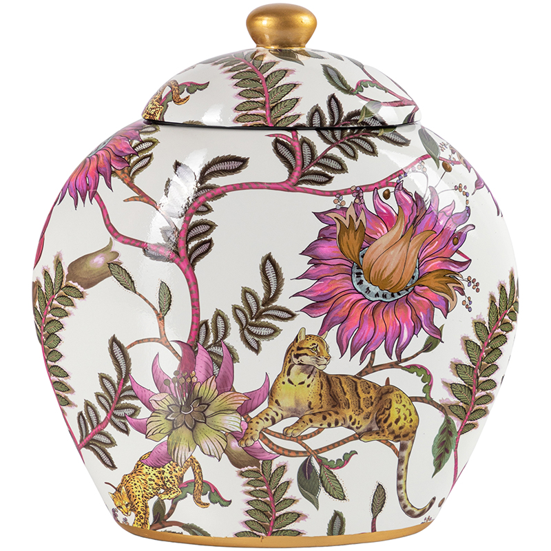 Ваза с крышкой Leopard Flowers Vase White Белый Розовый Мульти Ваза с крышкой Leopard Flowers Vase White Белый Розовый Мульти в Тюмени | Loft Concept