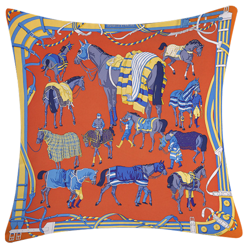 Декоративная подушка Hermes Horse 114 Оранжевый Синий Желтый Декоративная подушка Hermes Horse 114 Оранжевый Синий Желтый в Тюмени | Loft Concept