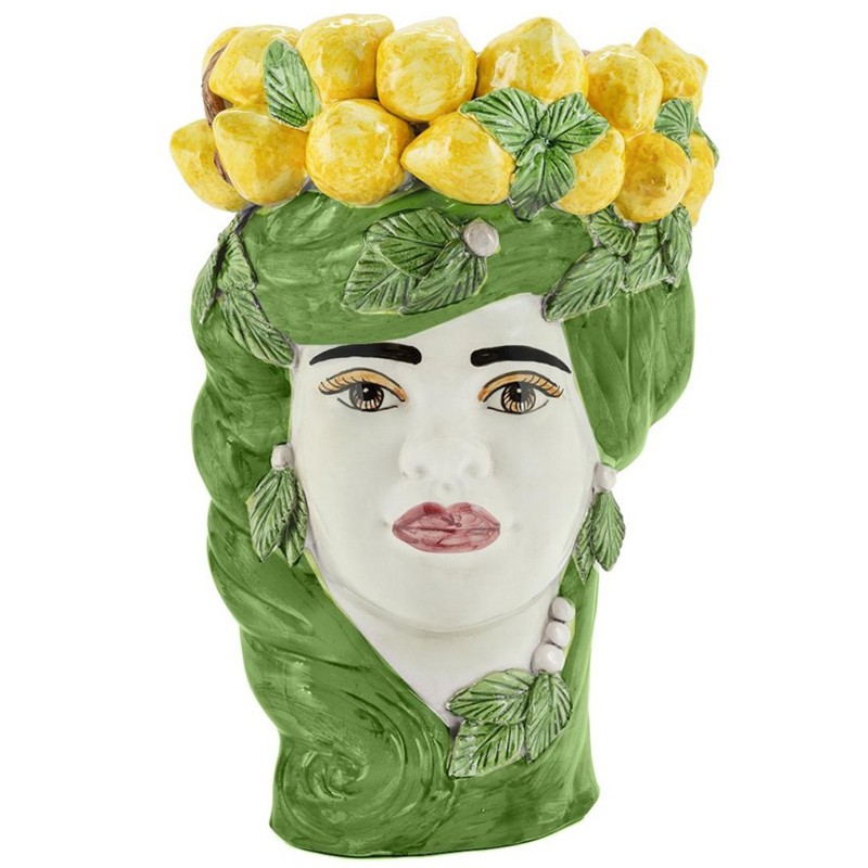 Ваза Vase Lemon Head Lady Green Зеленый Желтый Белый Ваза Vase Lemon Head Lady Green Зеленый Желтый Белый в Тюмени | Loft Concept