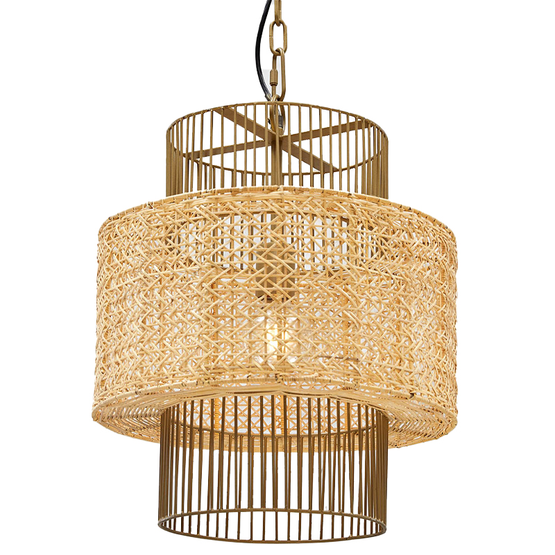 Люстра с плафоном из ротанга Raquel Wicker Chandelier Древесина Золотой Люстра с плафоном из ротанга Raquel Wicker Chandelier Древесина Золотой в Тюмени | Loft Concept