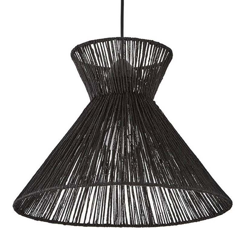 Подвесной светильник Signe Wicker Hemp Black Horn Черный Подвесной светильник Signe Wicker Hemp Black Horn Черный в Тюмени | Loft Concept