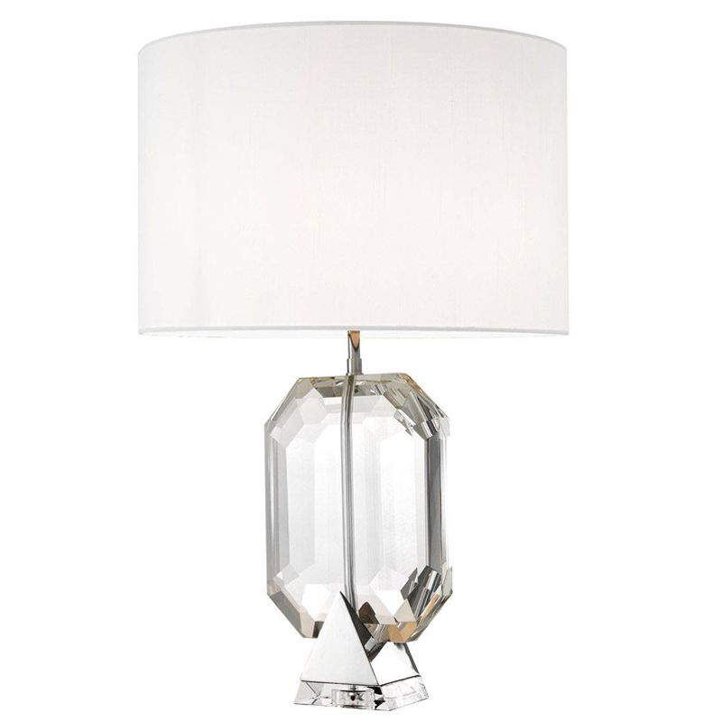 Настольная лампа Eichholtz Table Lamp Emerald Nickel & white Белый Никель Прозрачный Настольная лампа Eichholtz Table Lamp Emerald Nickel & white Белый Никель Прозрачный в Тюмени | Loft Concept