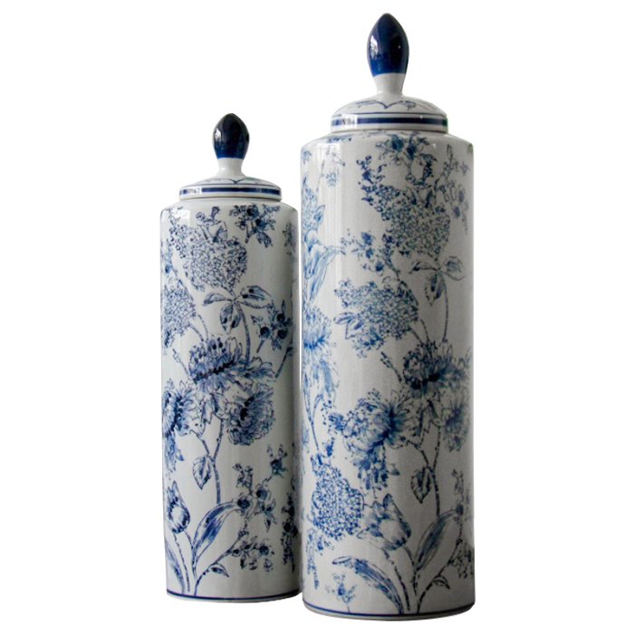 Вазы blue and white ornament Комплект из 2-х Синий Белый Вазы blue and white ornament Комплект из 2-х Синий Белый в Тюмени | Loft Concept