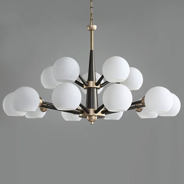 Люстра Thalia chandelier White glass 15 Золотой Белый Черный Люстра Thalia chandelier White glass 15 Золотой Белый Черный в Тюмени | Loft Concept