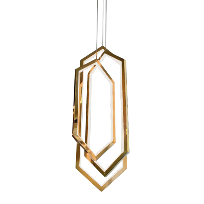 Дизайнерский Подвесной Светильник ORBIS Hexagon Geometric Modern Chandelier Studio Endo Gold Золотой в Тюмени | Loft Concept 