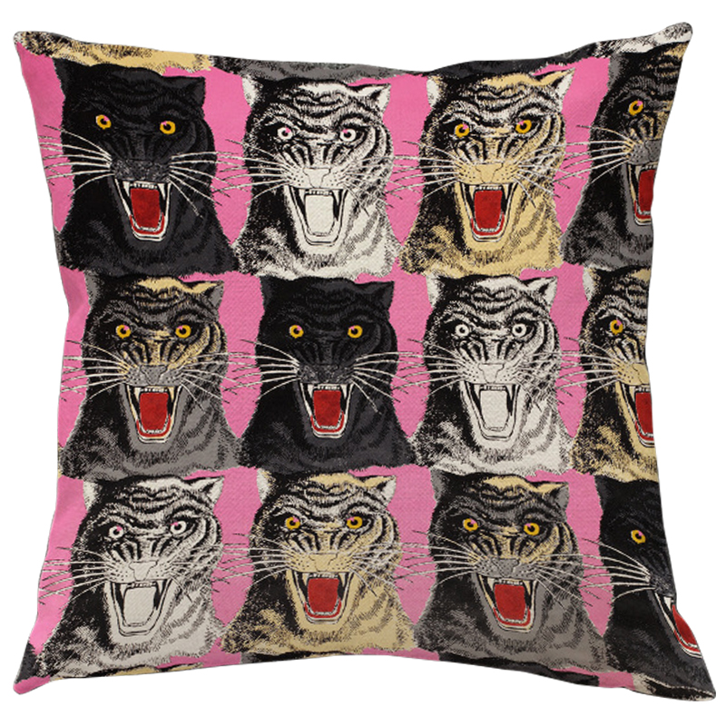 Декоративная подушка Стиль Gucci Panthers Pink Мульти Розовый в Тюмени | Loft Concept 