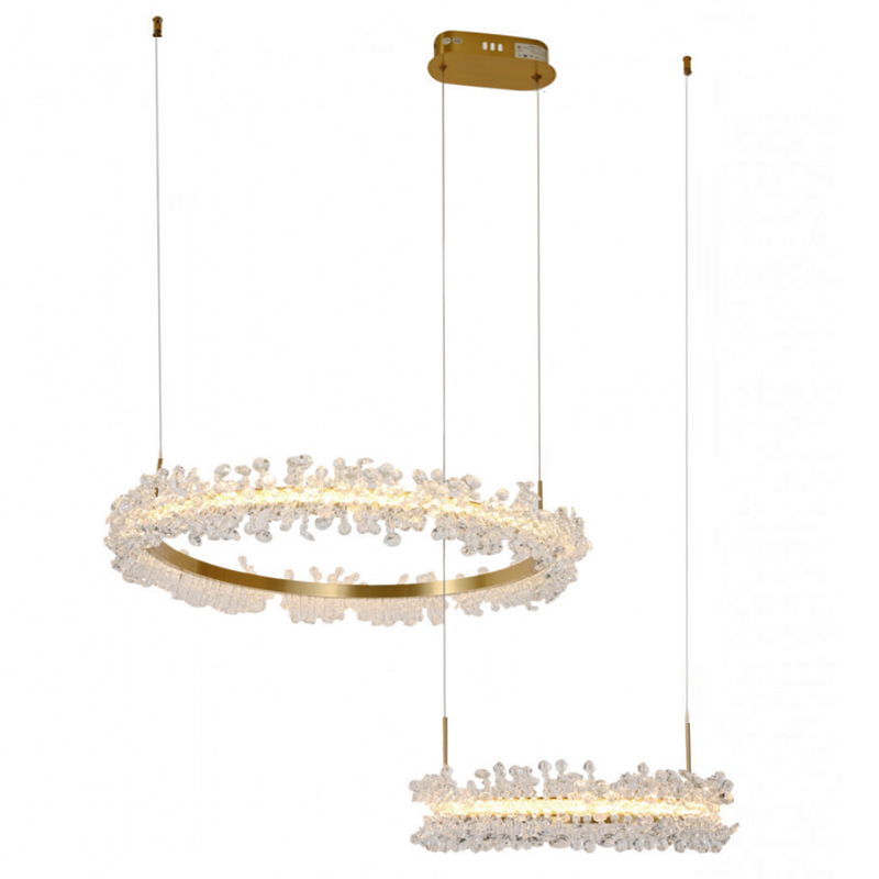 Люстра Crystal round chandelier 2 кольца Латунь Прозрачный Латунь Люстра Crystal round chandelier 2 кольца Латунь Прозрачный Латунь в Тюмени | Loft Concept