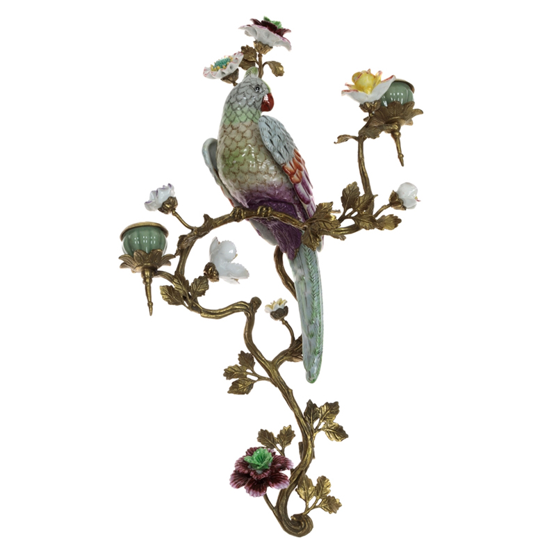 Подсвечник настенный Colorful Flowers and Parrot L Бронза Мульти Подсвечник настенный Colorful Flowers and Parrot L Бронза Мульти в Тюмени | Loft Concept