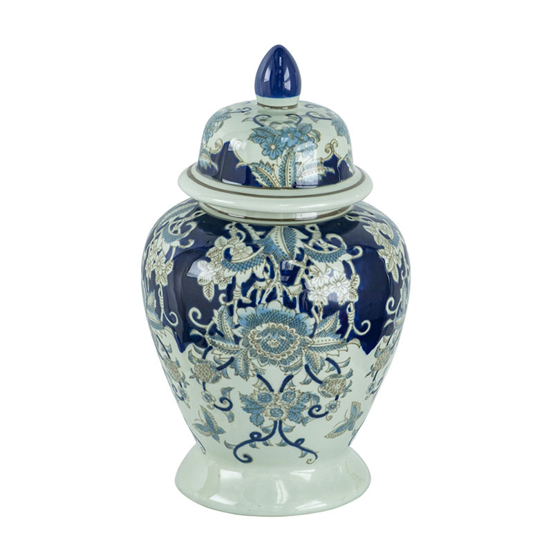 Ваза с крышкой Blue & White Ornament Vase 42 Белый Синий Ваза с крышкой Blue & White Ornament Vase 42 Белый Синий в Тюмени | Loft Concept