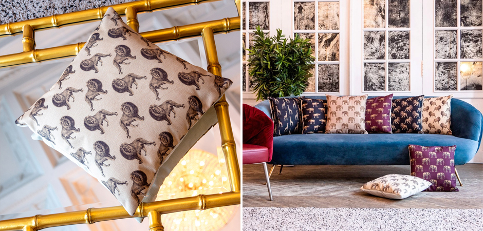 Декоративная подушка с узором из львов Home Safari Beige - Loft-Concept в Тюмени