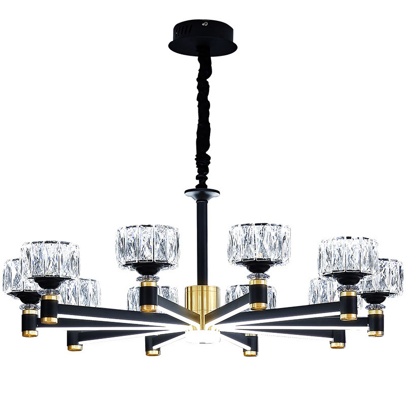 Дизайнерская Люстра 10 хрустальных плафонов Crystal Shades Chandelier Черный Дизайнерская Люстра 10 хрустальных плафонов Crystal Shades Chandelier Черный в Тюмени | Loft Concept