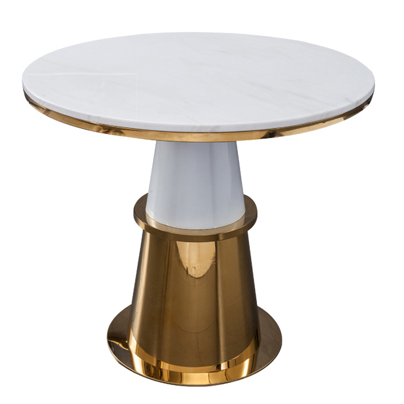 Обеденный стол Ander Table Circle Белый Латунь сатинированная Обеденный стол Ander Table Circle Белый Латунь сатинированная в Тюмени | Loft Concept