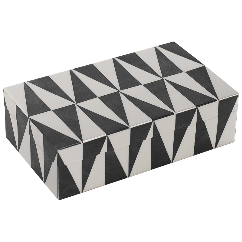 Шкатулка Black White Triangles Bone Inlay Черно-белый Шкатулка Black White Triangles Bone Inlay Черно-белый в Тюмени | Loft Concept