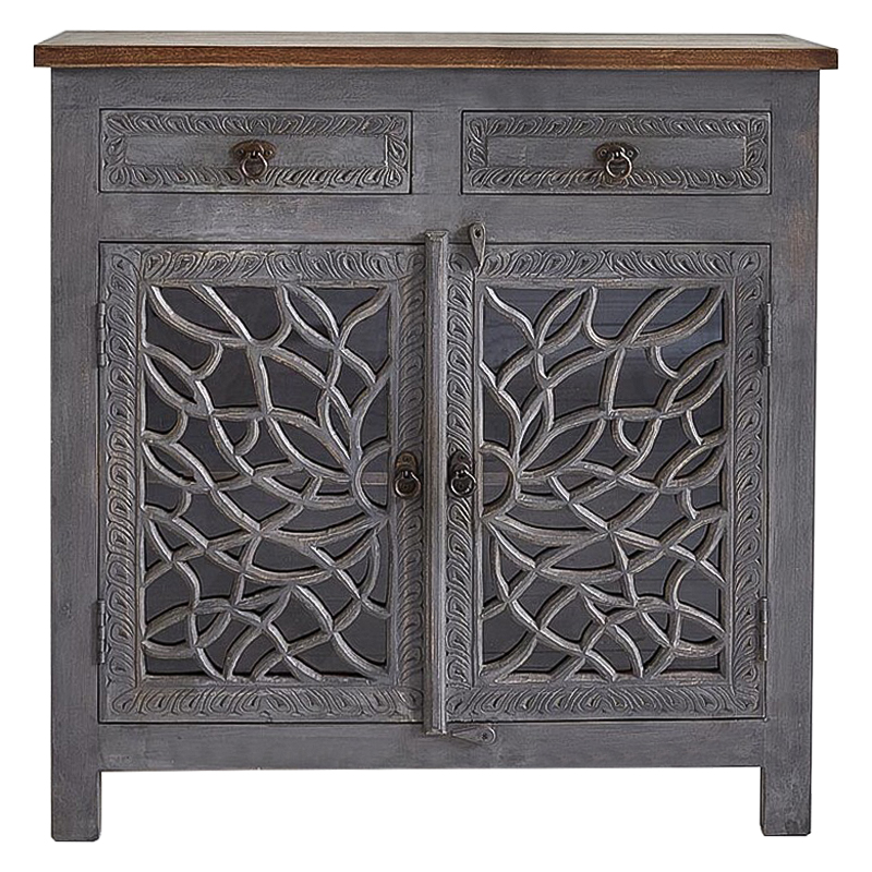 Комод Indian Antique White Furniture Chest of Drawers Rupa серый Серый Коричневый Прозрачное Стекло в Тюмени | Loft Concept 
