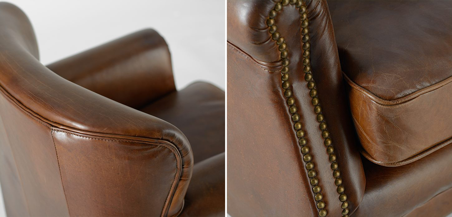 Кресло Norbert Armchair brown vintage натуральная кожа - фото №1