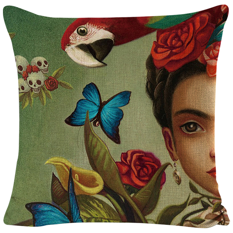 Декоративная подушка Frida Kahlo 9 Зеленый смок Мульти Декоративная подушка Frida Kahlo 9 Зеленый смок Мульти в Тюмени | Loft Concept