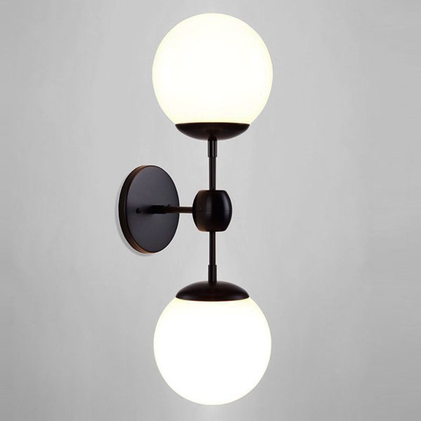Бра Modo 2 Globes Black and white glass Черный Прозрачный белый Бра Modo 2 Globes Black and white glass Черный Прозрачный белый в Тюмени | Loft Concept