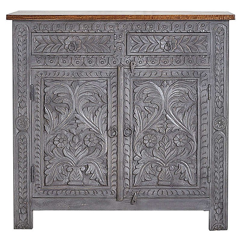 Комод Indian Antique White Furniture Chest of Drawers Ganika серый Серый Коричневый Комод Indian Antique White Furniture Chest of Drawers Ganika серый Серый Коричневый в Тюмени | Loft Concept