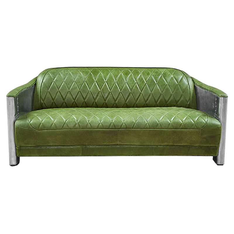 Диван Авиатор Sofa 2 seat зеленая кожа Зеленый Нержавеющая сталь Диван Авиатор Sofa 2 seat зеленая кожа Зеленый Нержавеющая сталь в Тюмени | Loft Concept