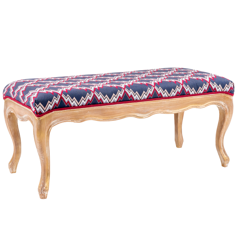 Банкетка Ikat Pattern с золотой патиной Золотой Синий Мульти Банкетка Ikat Pattern с золотой патиной Золотой Синий Мульти в Тюмени | Loft Concept