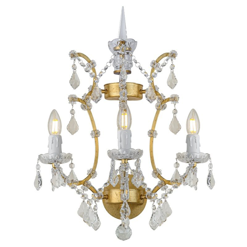 Бра 19th c. Rococo IRON & CLEAR CRYSTAL Gold Wall Lamp Золотой Прозрачное Стекло Бра 19th c. Rococo IRON & CLEAR CRYSTAL Gold Wall Lamp Золотой Прозрачное Стекло в Тюмени | Loft Concept