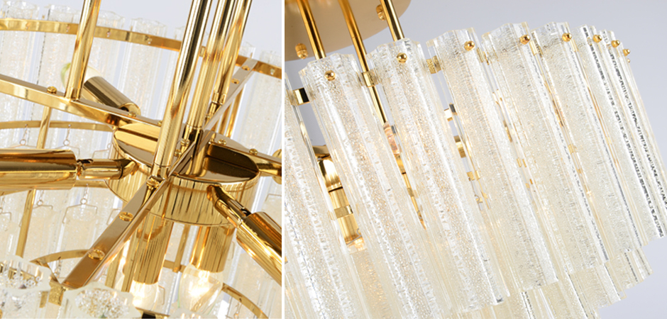 Люстра потолочная на штанге Textured Glass Chandelier Люстра потолочная на штанге Textured Glass Chandelier - Loft-Concept в Тюмени
