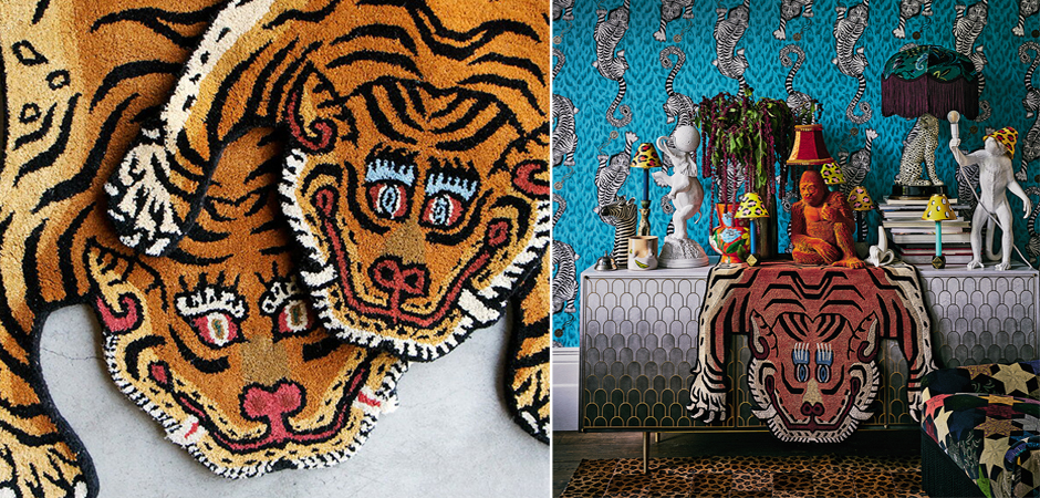 Ковер Тибетский тигр Tibetan Tiger Rug Ковер Тибетский тигр Tibetan Tiger Rug - Loft-Concept в Тюмени