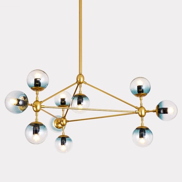 Люстра Modo Chandelier Globes Blue Ambre Gold Золотой Люстра Modo Chandelier Globes Blue Ambre Gold Золотой в Тюмени | Loft Concept