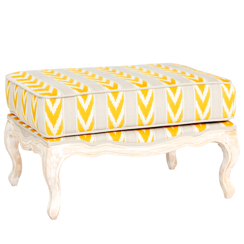 Пуф Ikat Pattern с желтым узором Белый Желтый Бежевый Пуф Ikat Pattern с желтым узором Белый Желтый Бежевый в Тюмени | Loft Concept