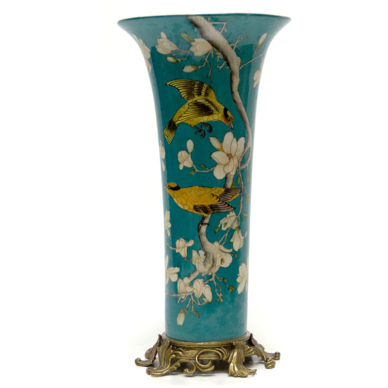 Ваза Blue Vase Birds Бронза Синий Желтый Белый Ваза Blue Vase Birds Бронза Синий Желтый Белый в Тюмени | Loft Concept