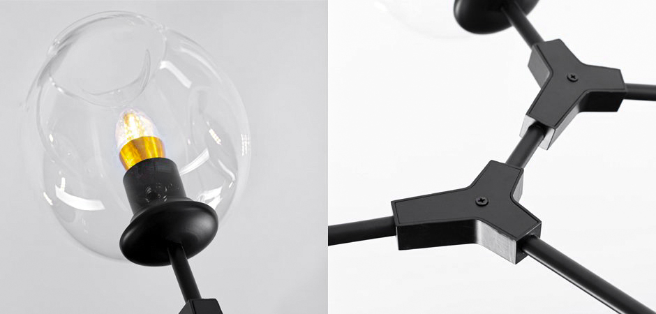 Люстра Сrumpled Glass Bubble Chandelier Black 8 плафонов Люстра Сrumpled Glass Bubble Chandelier Black 8 плафонов - Loft-Concept в Тюмени
