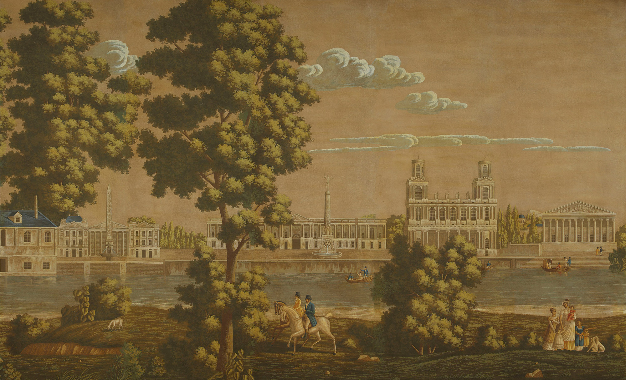 Обои ручная роспись Monuments of Paris Roberts on antique scenic Xuan paper Обои ручная роспись Monuments of Paris Roberts on antique scenic Xuan paper - постер Loft-Concept в Тюмени