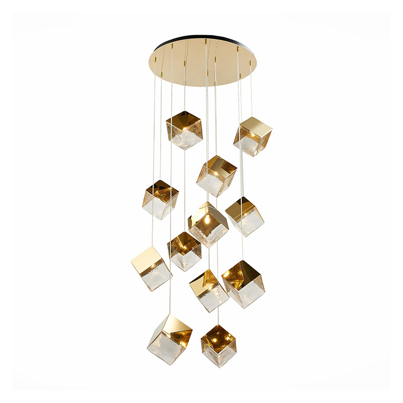 Потолочная люстра Pyrite Chandelier golden cube 12 Золотой Прозрачный Потолочная люстра Pyrite Chandelier golden cube 12 Золотой Прозрачный в Тюмени | Loft Concept