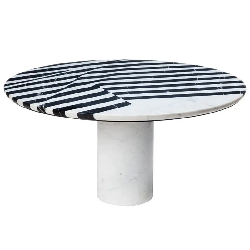 Обеденный стол Safwan Black and White Stripes Dining Table Черно-белый Белый Мрамор Bianco Черный Мрамор Nero Обеденный стол Safwan Black and White Stripes Dining Table Черно-белый Белый Мрамор Bianco Черный Мрамор Nero в Тюмени | Loft Concept