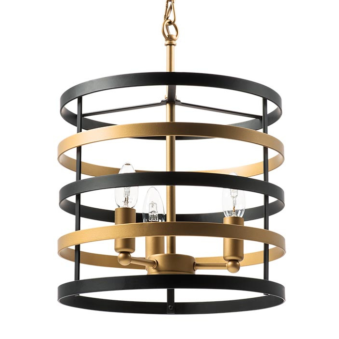 Люстра Gold Stripes Chandelier 3 Черный Золотой Люстра Gold Stripes Chandelier 3 Черный Золотой в Тюмени | Loft Concept