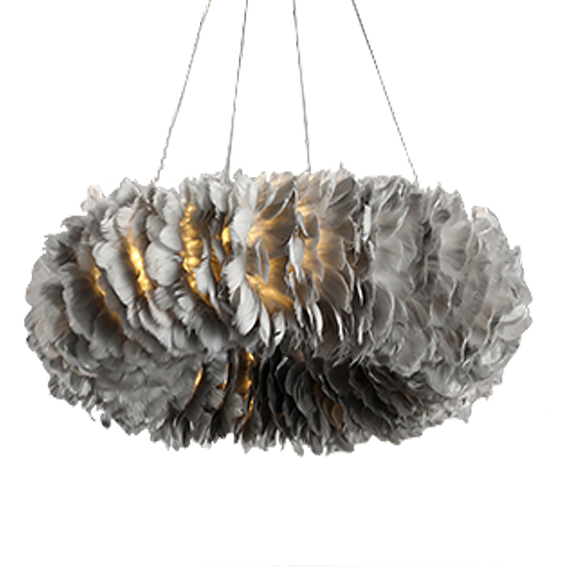 Люстра Кольцо из перьев Plumage Grey Серый в Тюмени | Loft Concept 