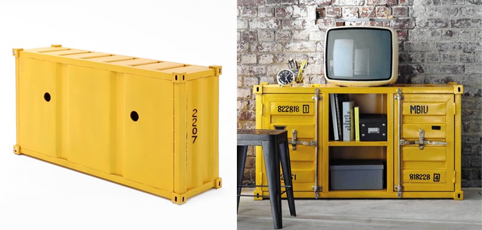 ТВ тумба морской контейнер Loft TV container yellow ТВ тумба морской контейнер Loft TV container yellow - Loft-Concept в Тюмени