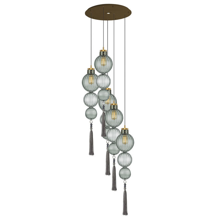Люстра Heathfield Lighting - Medina Circle 5 Chandelier Хром Латунь Прозрачный Коричневый Голубой Люстра Heathfield Lighting - Medina Circle 5 Chandelier Хром Латунь Прозрачный Коричневый Голубой в Тюмени | Loft Concept