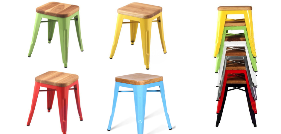 Кухонный стул Tolix Wood Seat Stool Кухонный стул Tolix Wood Seat Stool - Loft-Concept в Тюмени