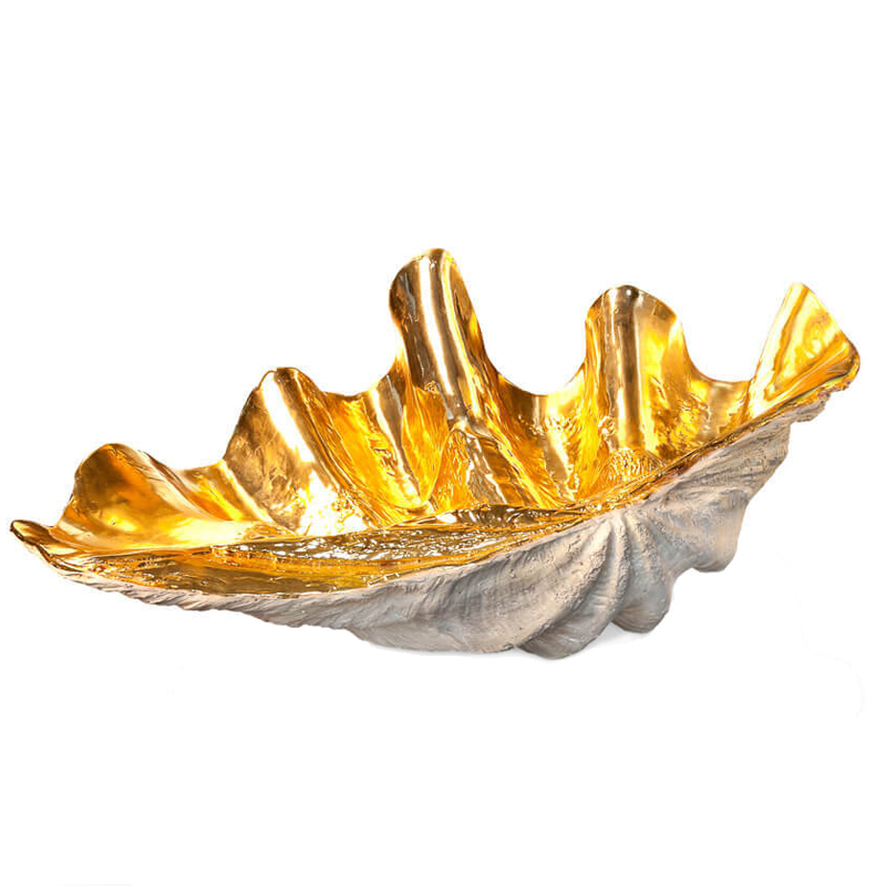 Статуэтка CONCHIGLIA TRIDACNE RESIN Светло-серый Глянцевое золото Статуэтка CONCHIGLIA TRIDACNE RESIN Светло-серый Глянцевое золото в Тюмени | Loft Concept