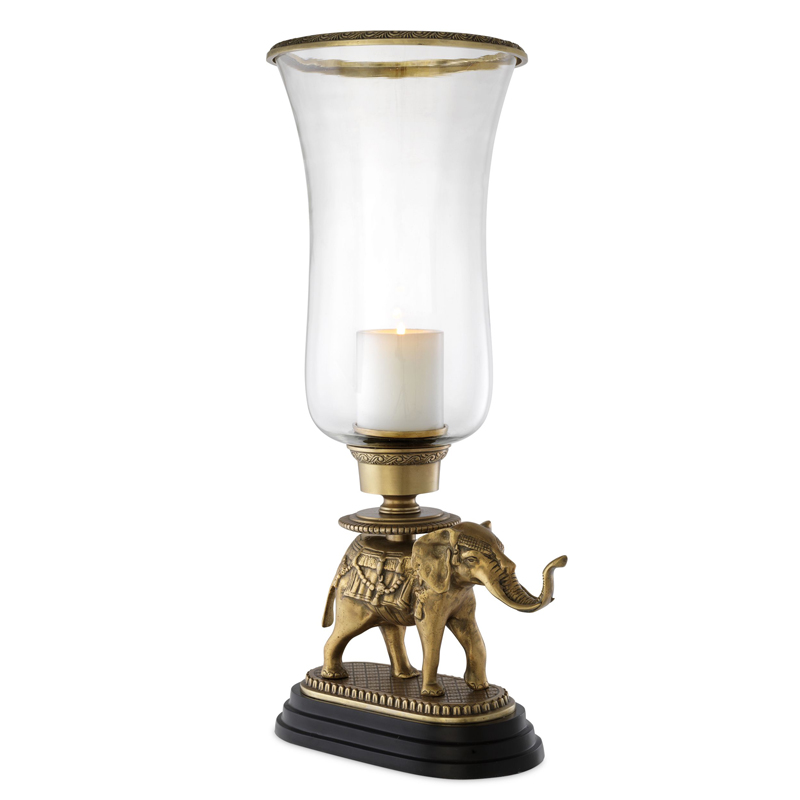 Подсвечник Eichholtz Hurricane Elephant Винтажная латунь Черный Прозрачный Подсвечник Eichholtz Hurricane Elephant Винтажная латунь Черный Прозрачный в Тюмени | Loft Concept
