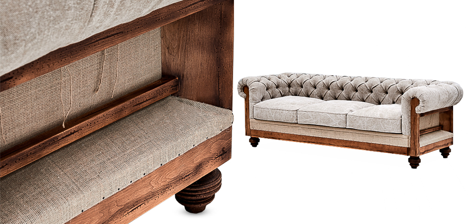 Диван Deconstructed Chesterfield Sofa Triple Gray Диван Deconstructed Chesterfield Sofa Triple Gray - Loft-Concept в Тюмени