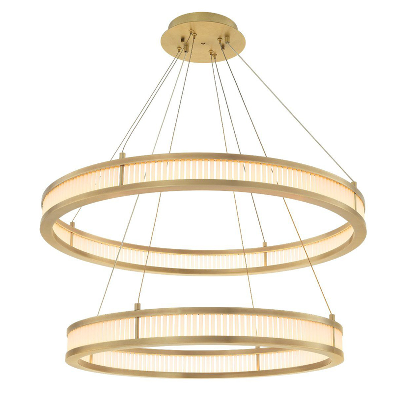 Люстра Eichholtz Chandelier Damien Double Brass Латунь Античная полированная Белое матовое стекло Люстра Eichholtz Chandelier Damien Double Brass Латунь Античная полированная Белое матовое стекло в Тюмени | Loft Concept