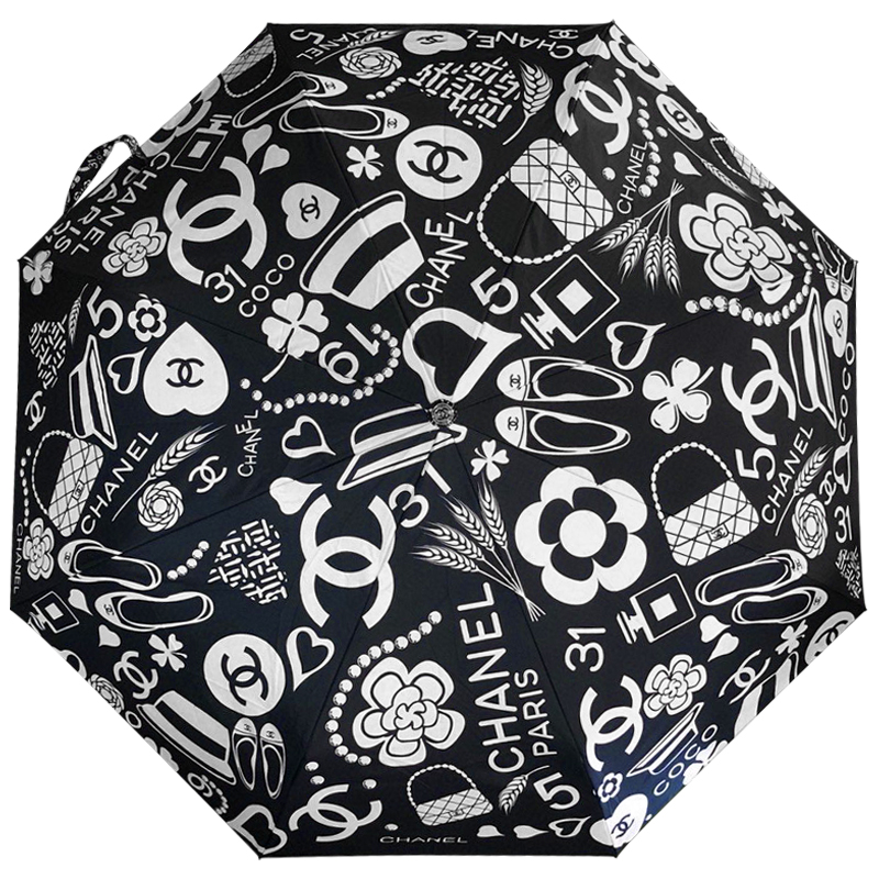 Зонт раскладной CHANEL дизайн 009 Черный цвет Черный Белый Зонт раскладной CHANEL дизайн 009 Черный цвет Черный Белый в Тюмени | Loft Concept