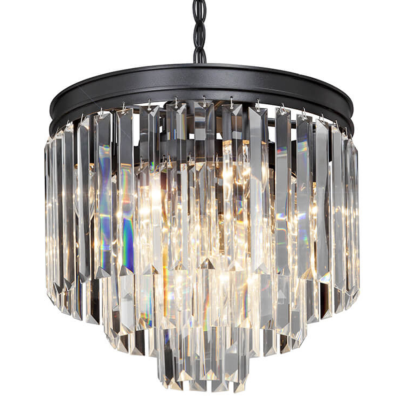 Люстра ODEON CLEAR GLASS 3-TIER Black Прозрачное стекло D 36 Черный Люстра ODEON CLEAR GLASS 3-TIER Black Прозрачное стекло D 36 Черный в Тюмени | Loft Concept