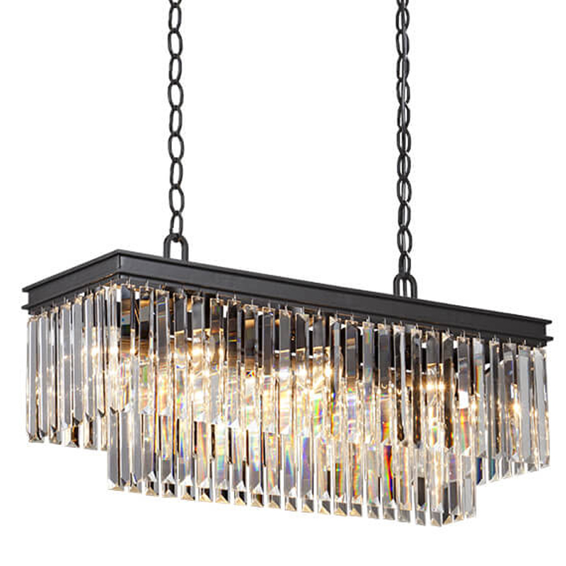 Люстра RH 1920s Odeon Clear Glass Rectangular Chandelier Black iron Длина 80 Прозрачное Стекло Черный матовый Люстра RH 1920s Odeon Clear Glass Rectangular Chandelier Black iron Длина 80 Прозрачное Стекло Черный матовый в Тюмени | Loft Concept